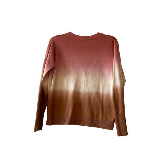 J. Jill Dip Dyed Ombre' Cardigan Sweater Pink Cream Brown Women's Size XS - Picture 2 of 5